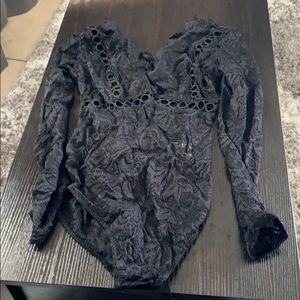 Black lace body suit